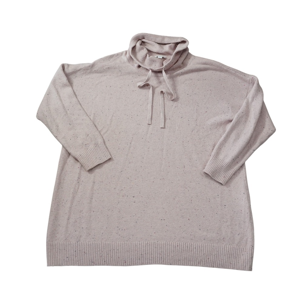 Pure Jill J. Jill XL Cotton Pink Confetti Marled‎ Cowl Neck Drawstring Sweater